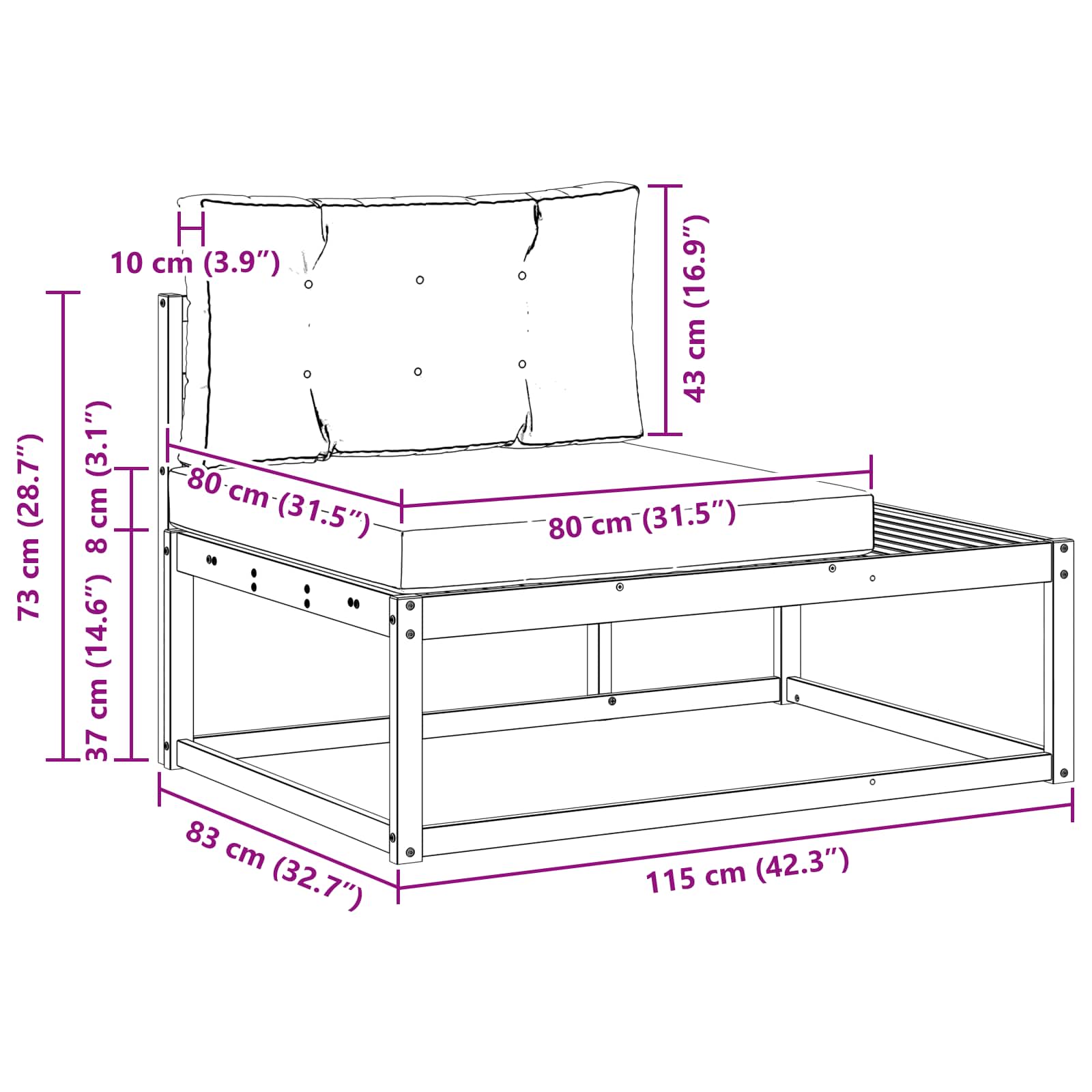 Outdoor Sofa Set with Cushion Natural and Anthracite