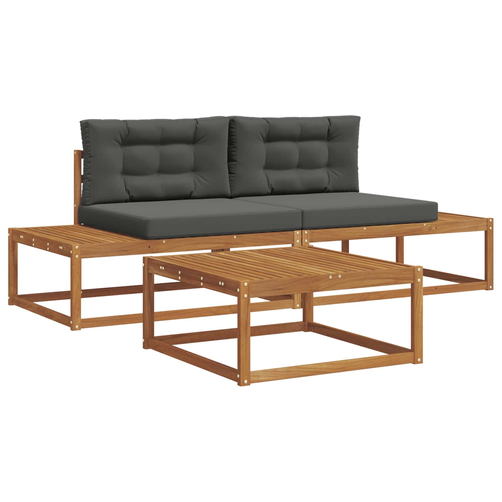 Outdoor Sofa Set with Cushion Natural and Anthracite