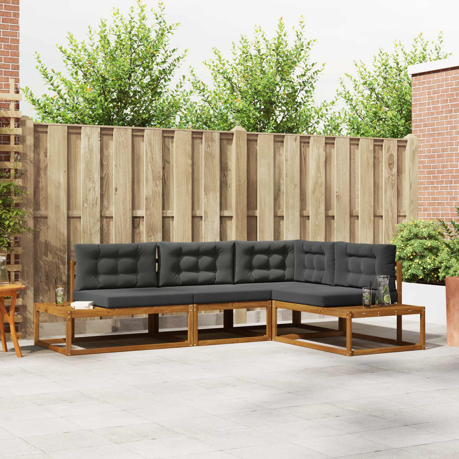 Outdoor Sofa Set Natural and Anthracite