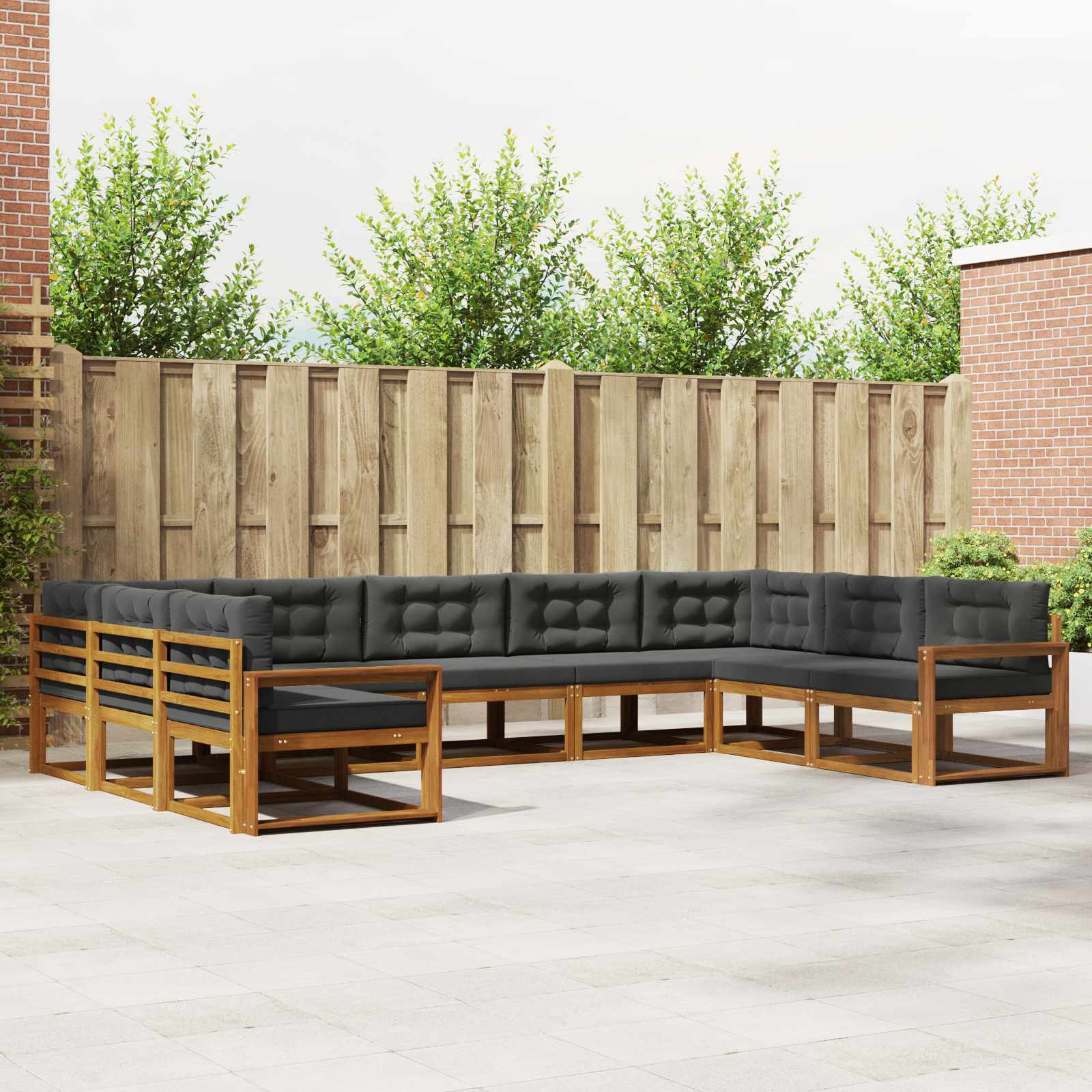 Outdoor Sofa Set with Cushion 9 pcs Natural and Anthracite