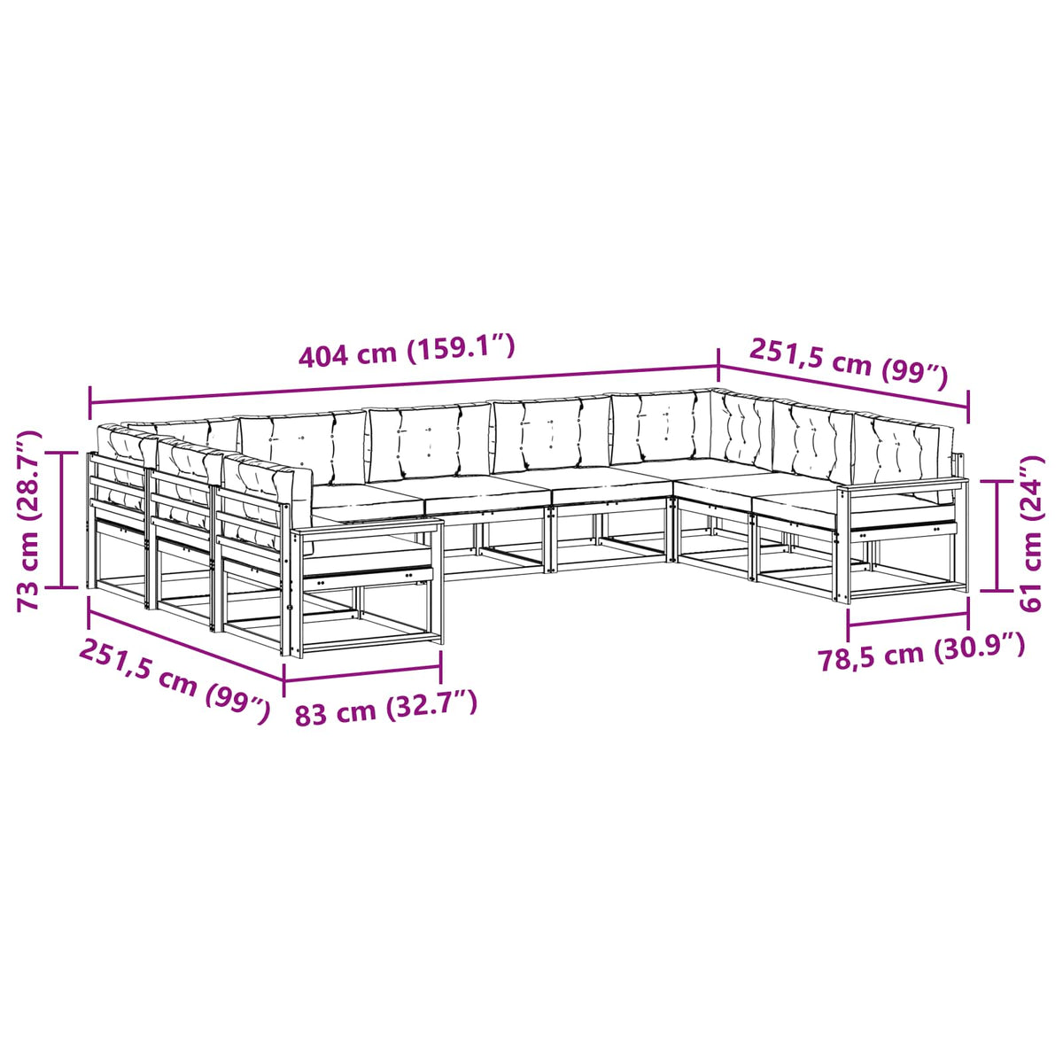 Outdoor Sofa Set with Cushion 9 pcs Natural and Anthracite