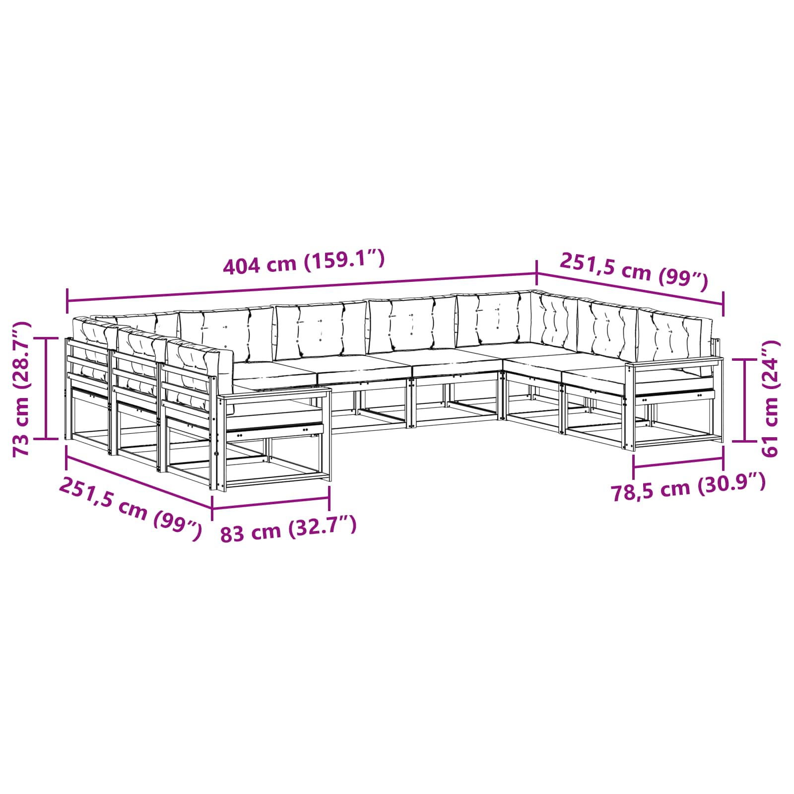 Outdoor Sofa Set with Cushion 9 pcs Natural and Anthracite