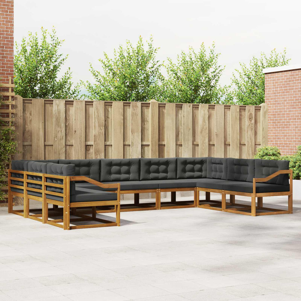 Outdoor Sofa Set with Cushion 9 pcs Natural and Anthracite