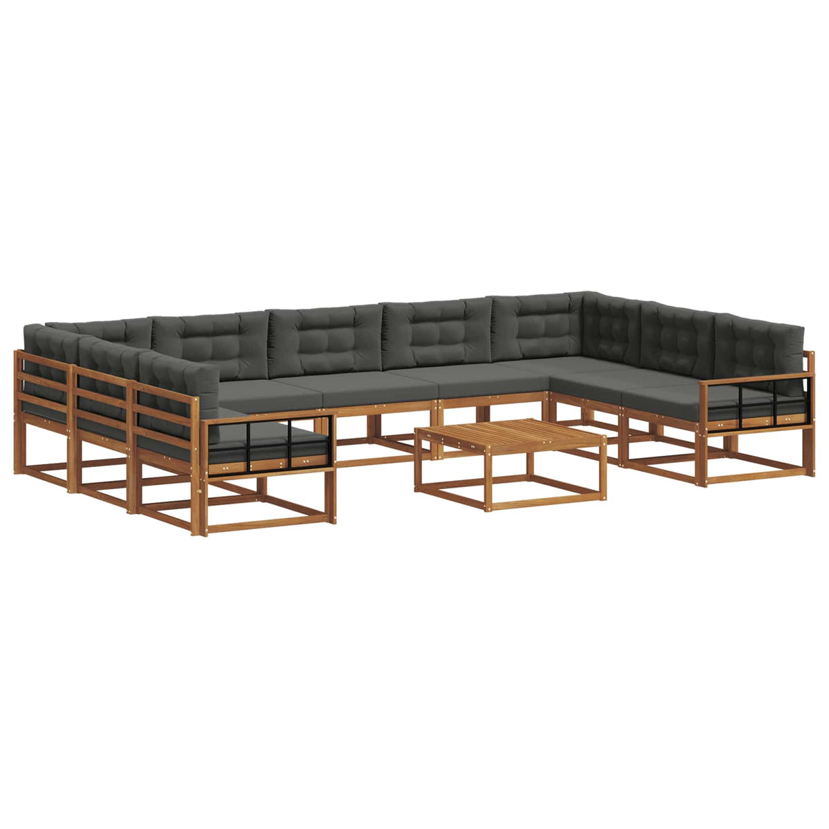 Outdoor Sofa Set with Cushion 10 pcs Natural and Anthracite
