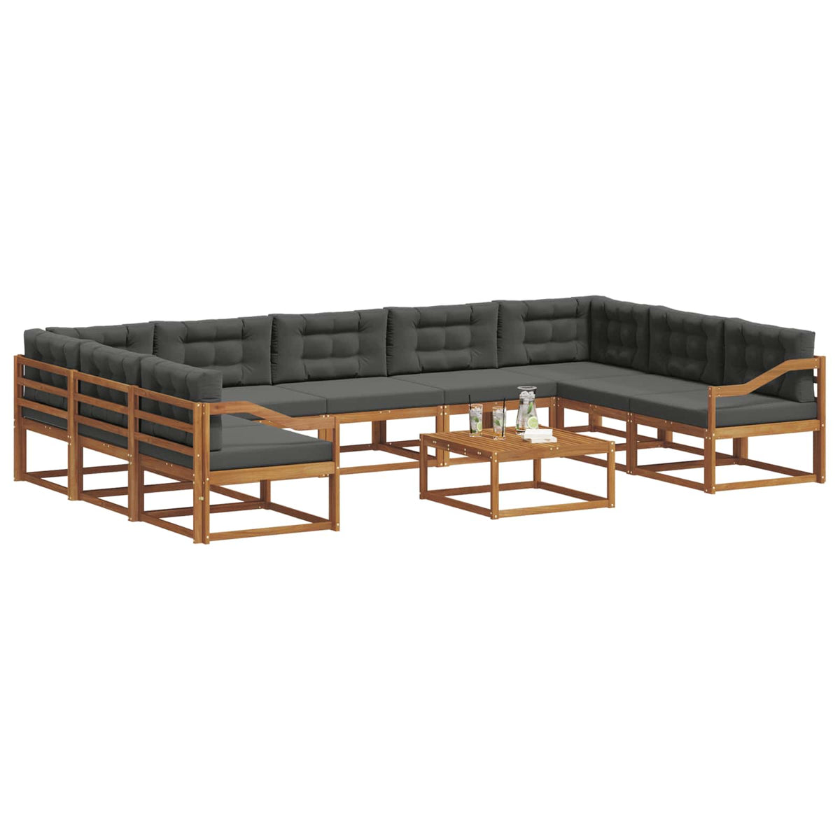 Outdoor Sofa Set with Cushion 10 pcs Natural and Anthracite