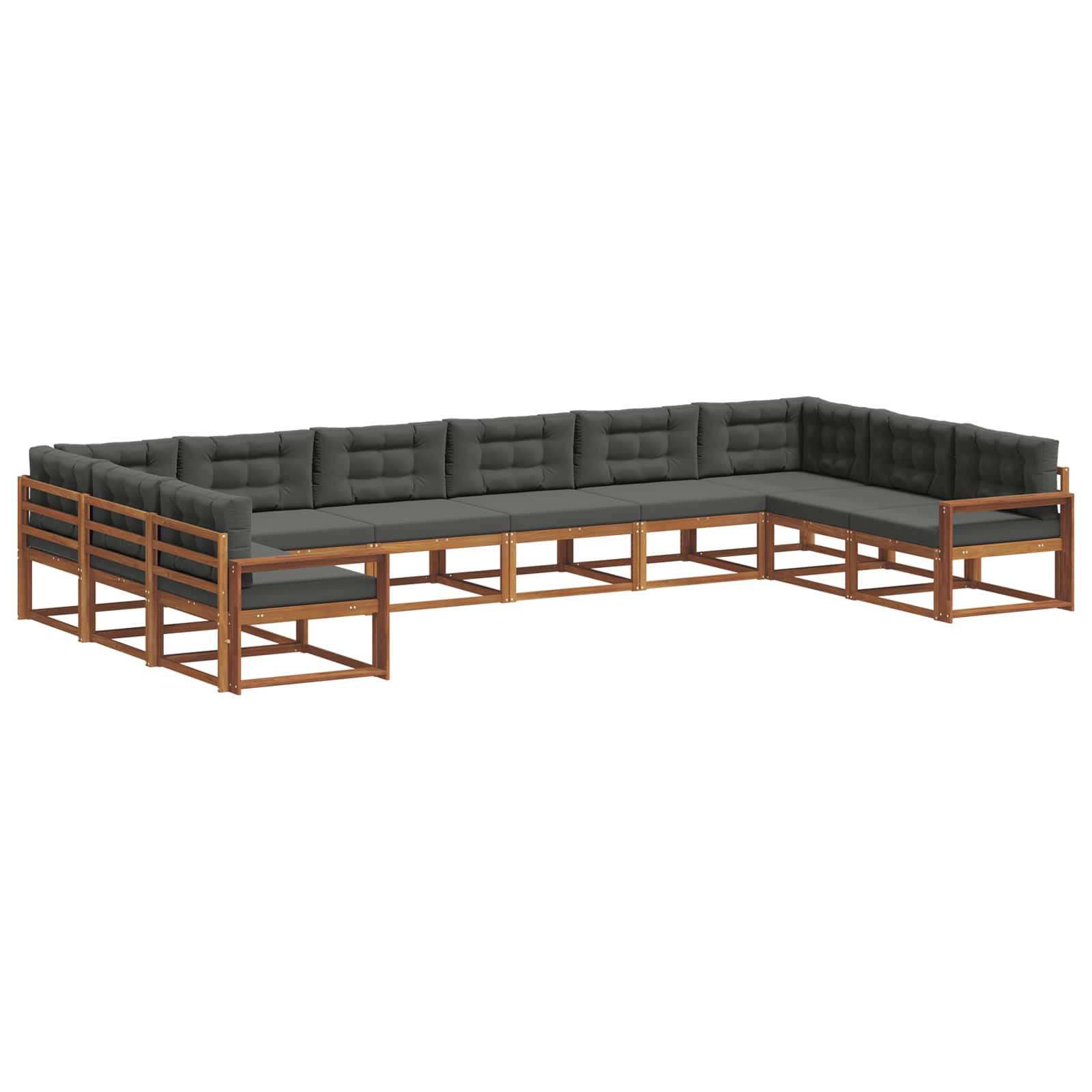 Outdoor Sofa Set with Cushion 10 pcs Natural and Anthracite