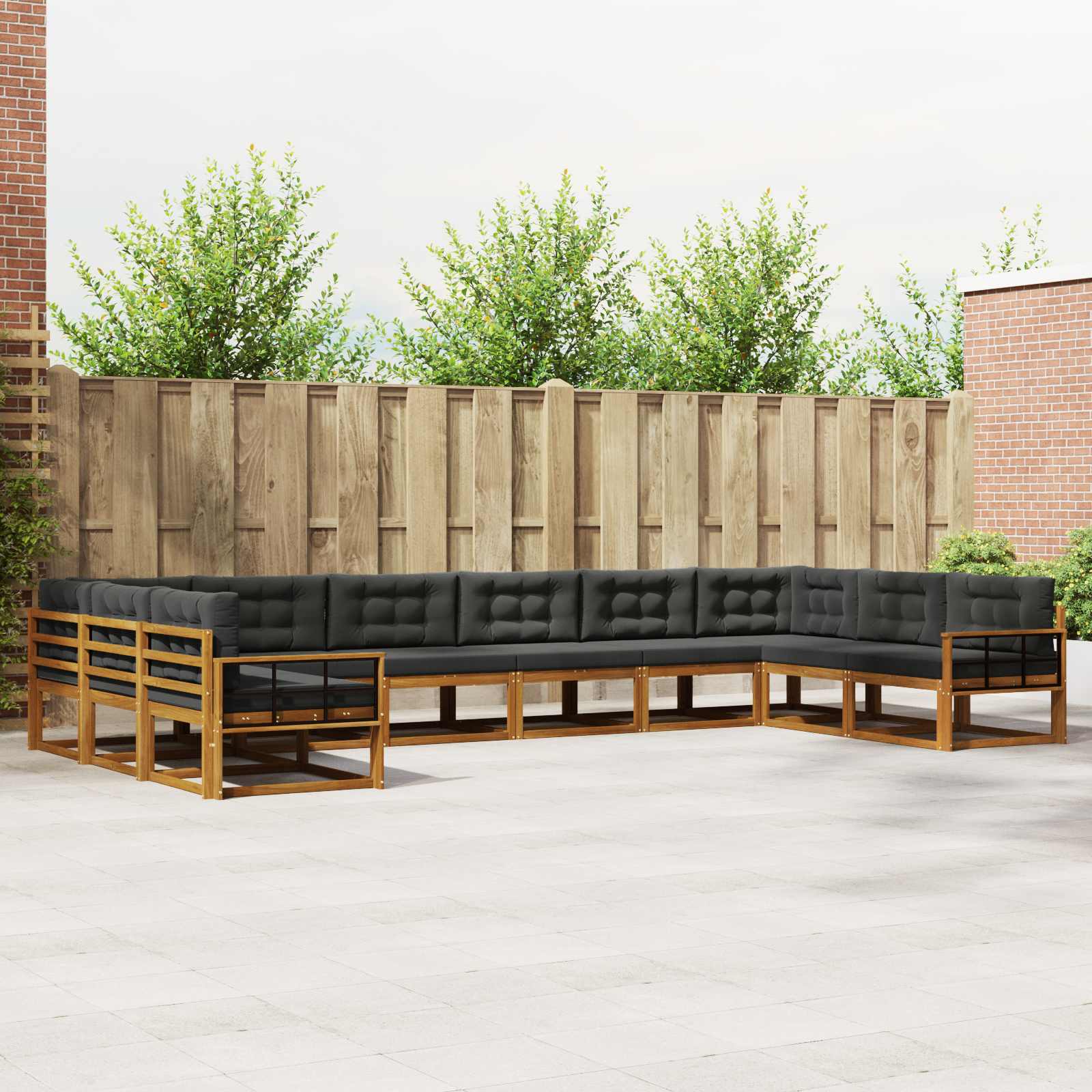 Outdoor Sofa Set with Cushion 10 pcs Natural and Anthracite