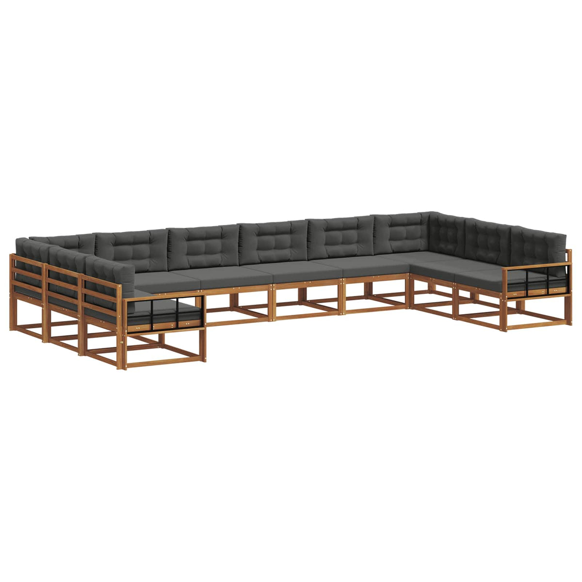 Outdoor Sofa Set with Cushion 10 pcs Natural and Anthracite