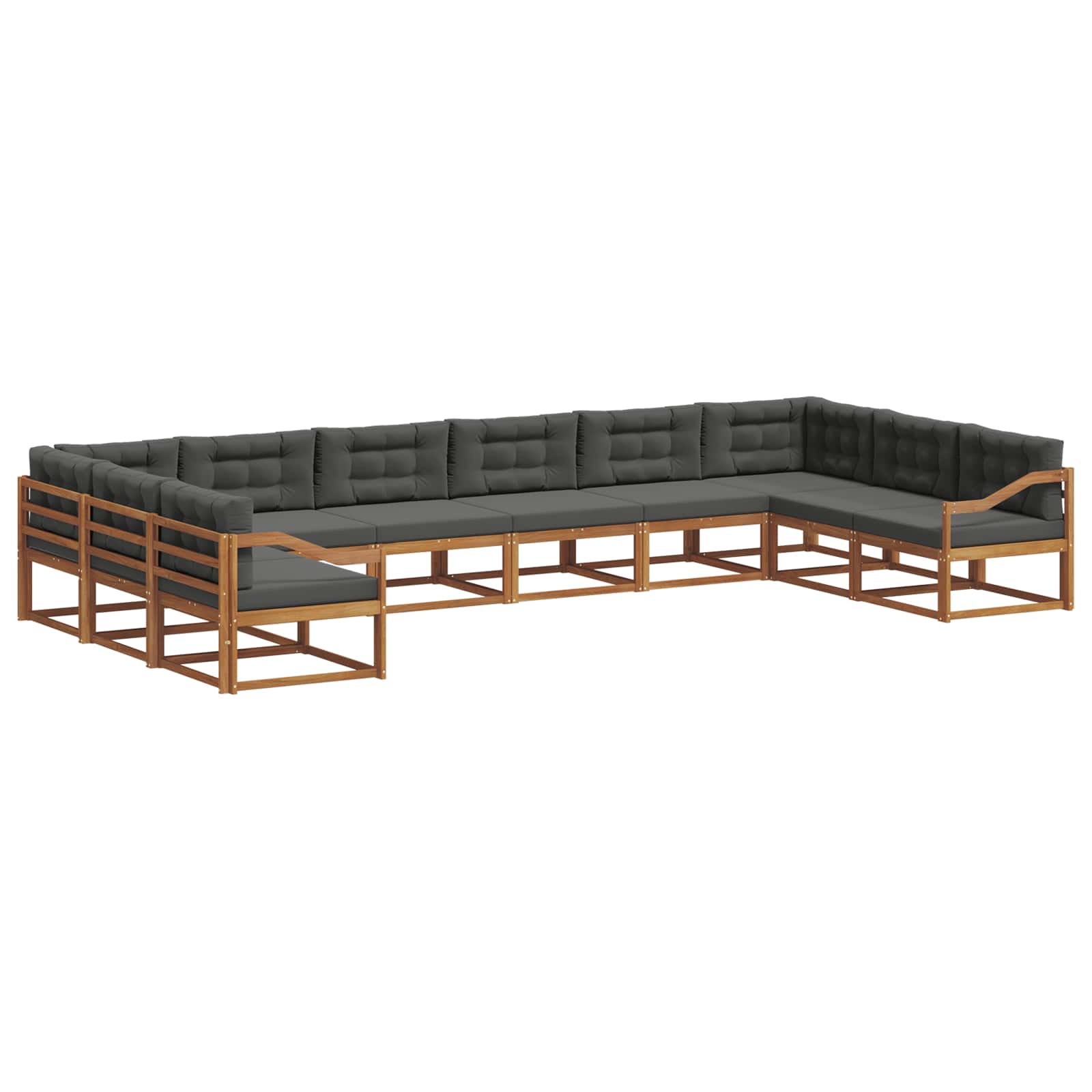 Outdoor Sofa Set with Cushion 10 pcs Natural and Anthracite
