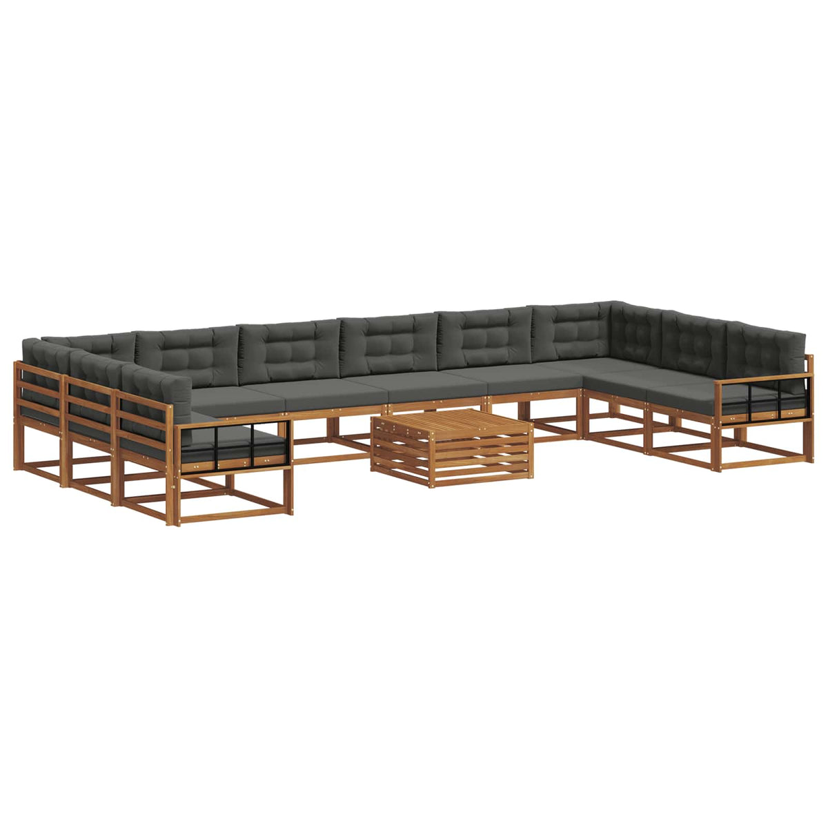 Outdoor Sofa Set with Cushion 11 pcs Natural and Anthracite