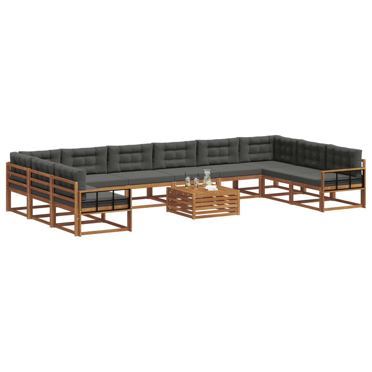 Outdoor Sofa Set with Cushion 11 pcs Natural and Anthracite