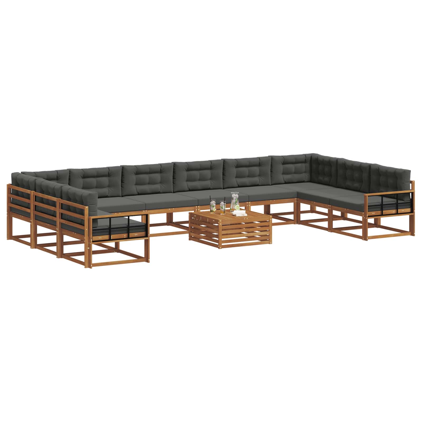 Outdoor Sofa Set with Cushion 11 pcs Natural and Anthracite