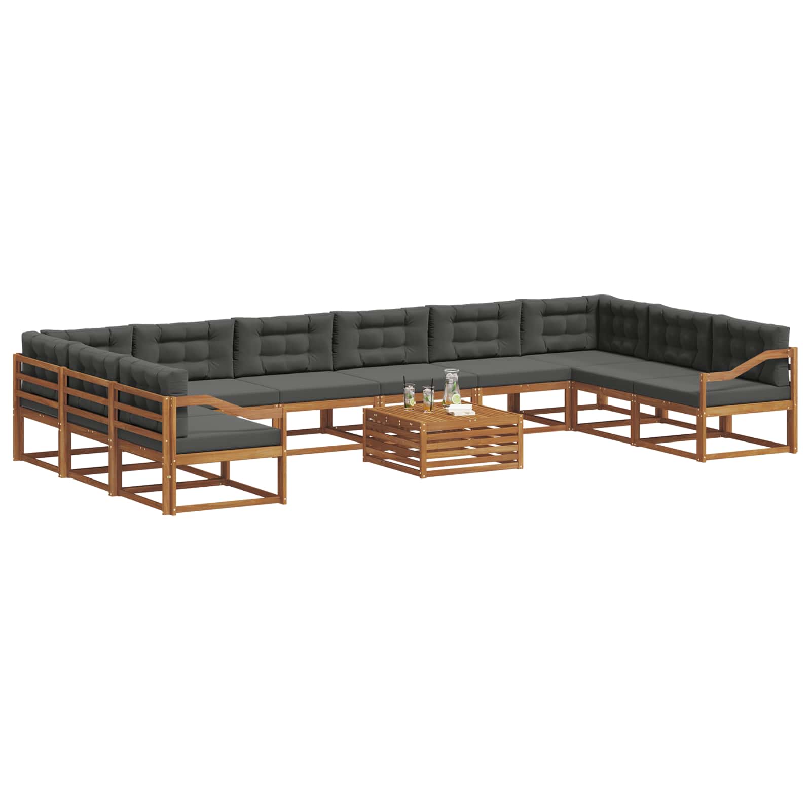 Outdoor Sofa Set with Cushion 11 pcs Natural and Anthracite