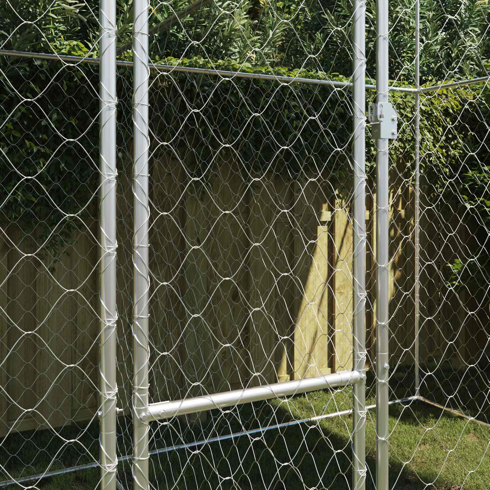 Dog Cage with Roof Silver 400 x 200 x 256 cm Steel and PE