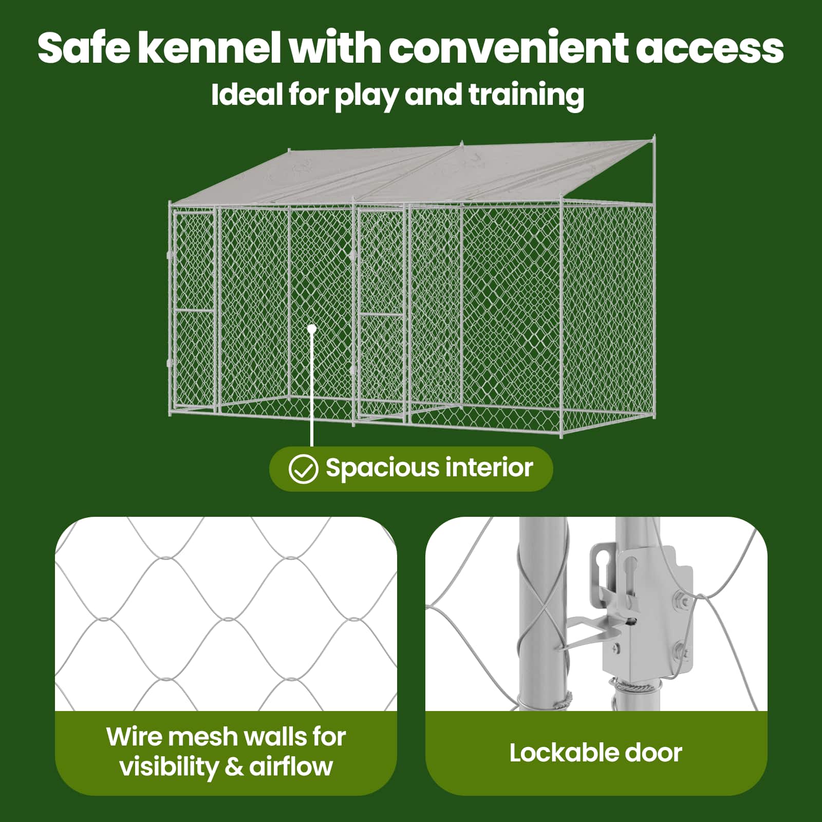 Dog Cage with Roof Silver 400 x 200 x 256 cm Steel and PE