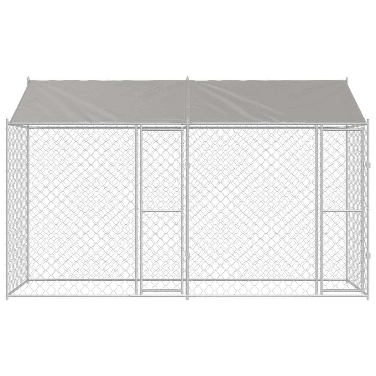 Dog Cage with Roof Silver 400 x 200 x 256 cm Steel and PE