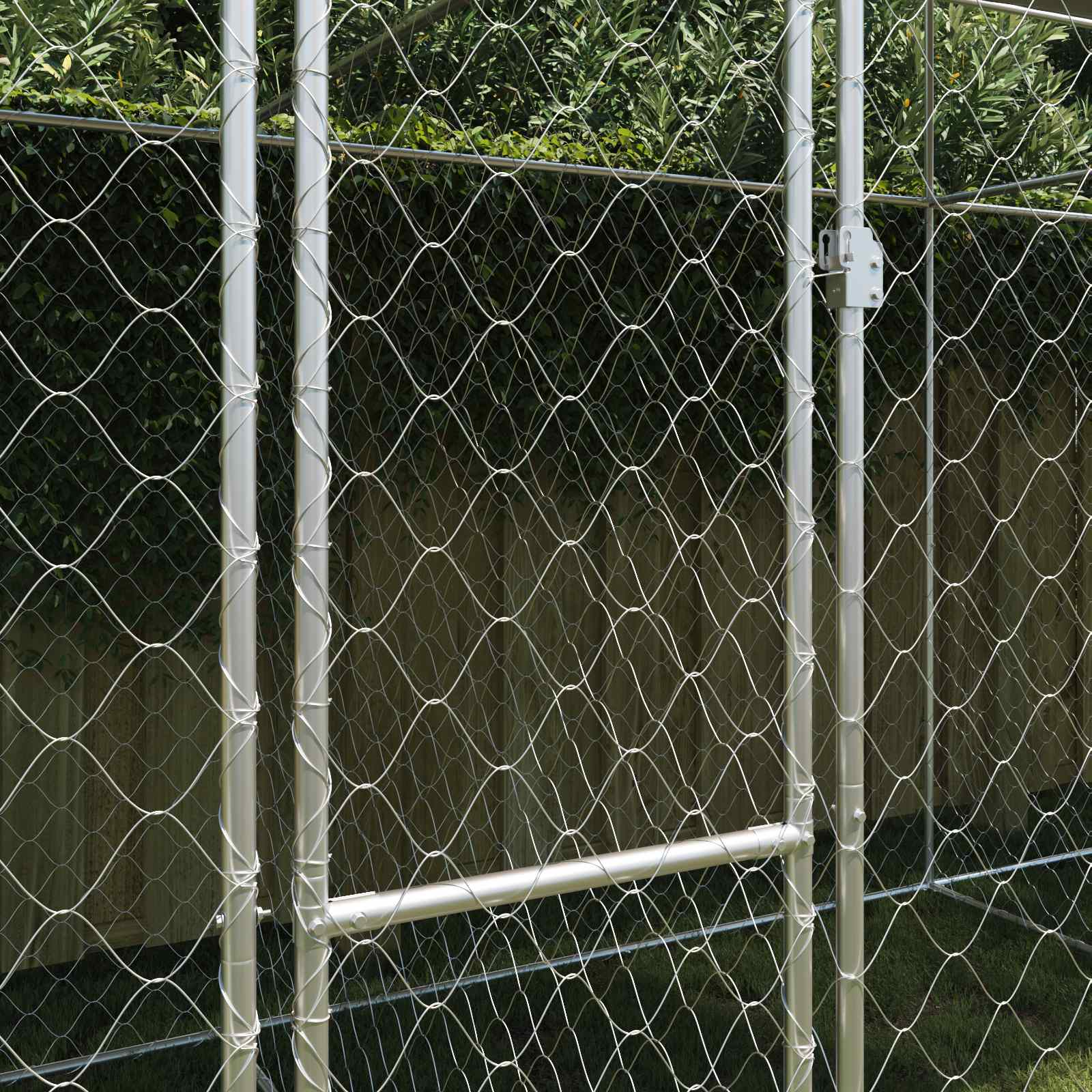 Dog Cage with Roof Silver 600 x 200 x 256 cm Steel and PE
