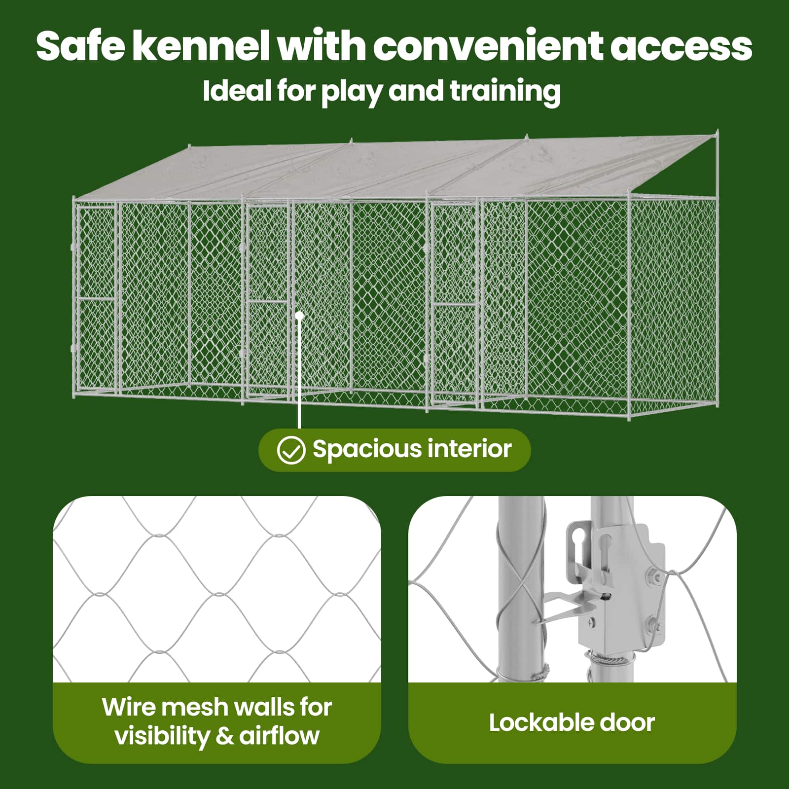 Dog Cage with Roof Silver 600 x 200 x 256 cm Steel and PE