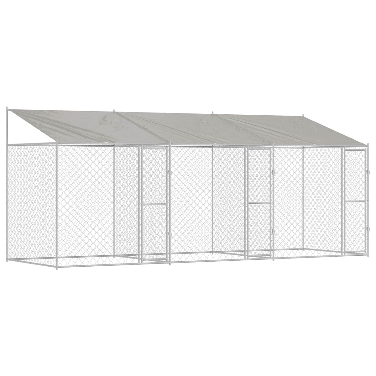 Dog Cage with Roof Silver 600 x 200 x 256 cm Steel and PE
