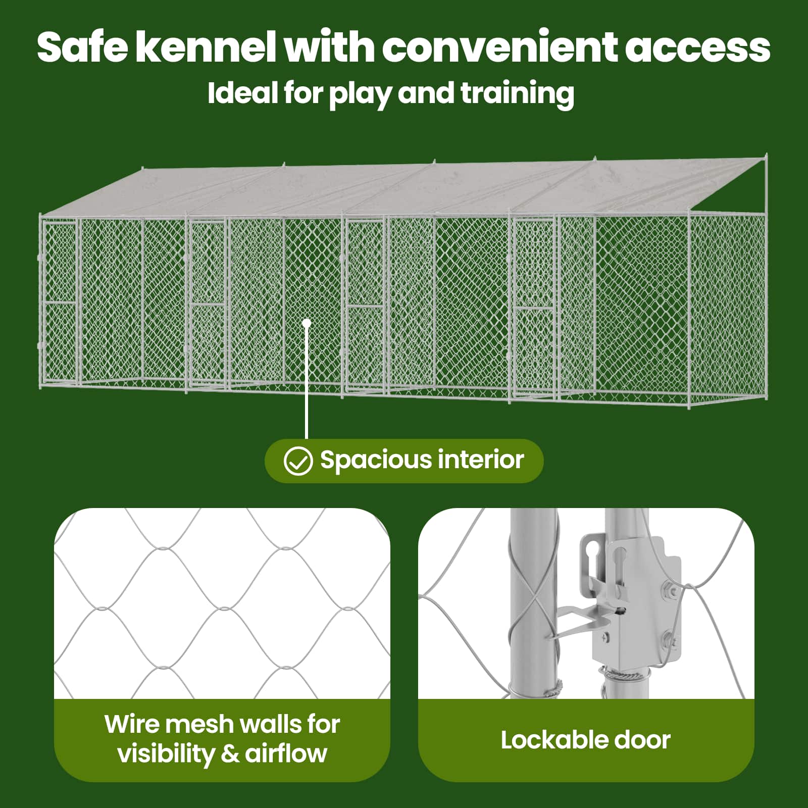 Dog Cage with Roof Silver 800 x 200 x 256 cm Steel and PE