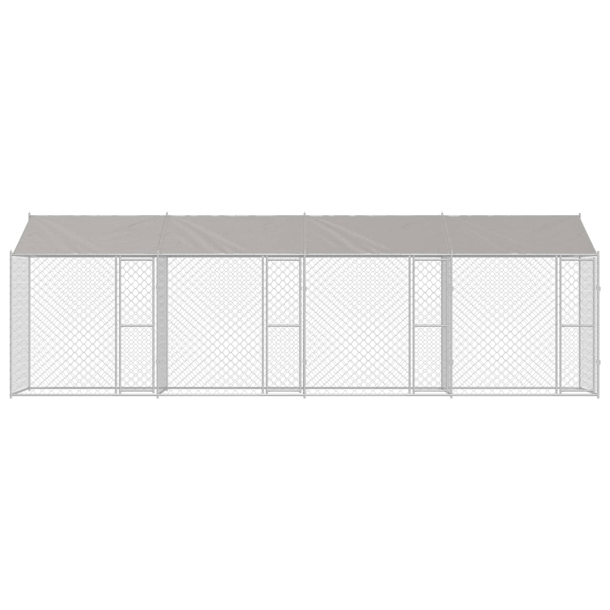 Dog Cage with Roof Silver 800 x 200 x 256 cm Steel and PE