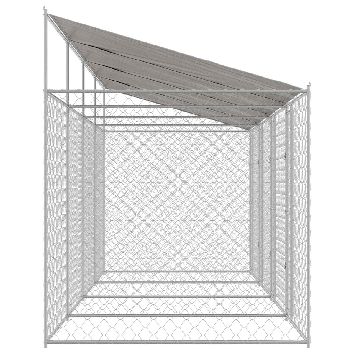 Dog Cage with Roof Silver 800 x 200 x 256 cm Steel and PE