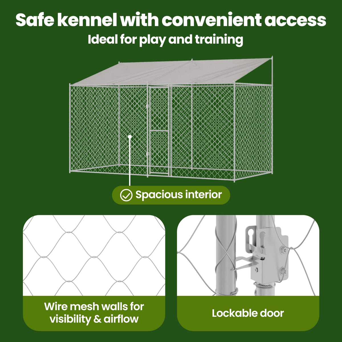 Dog Cage with Roof Silver 400 x 200 x 256 cm Steel and PE