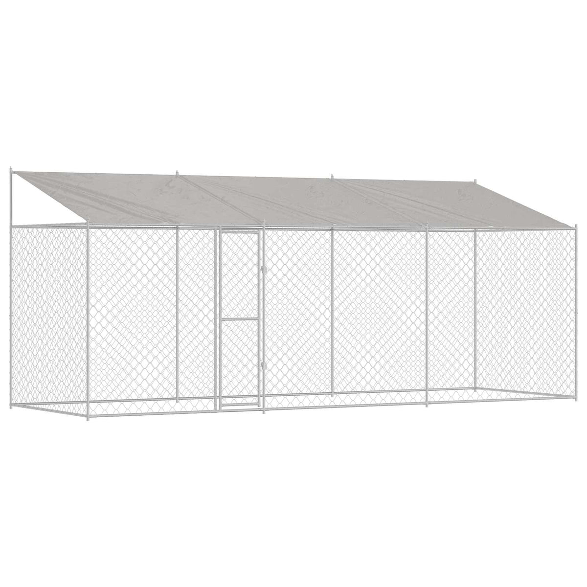 Dog Cage with Roof Silver 600 x 200 x 256 cm Steel and PE