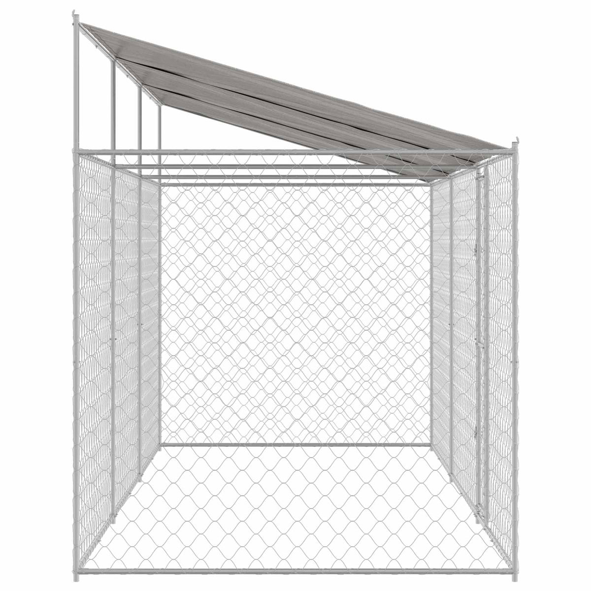 Dog Cage with Roof Silver 600 x 200 x 256 cm Steel and PE