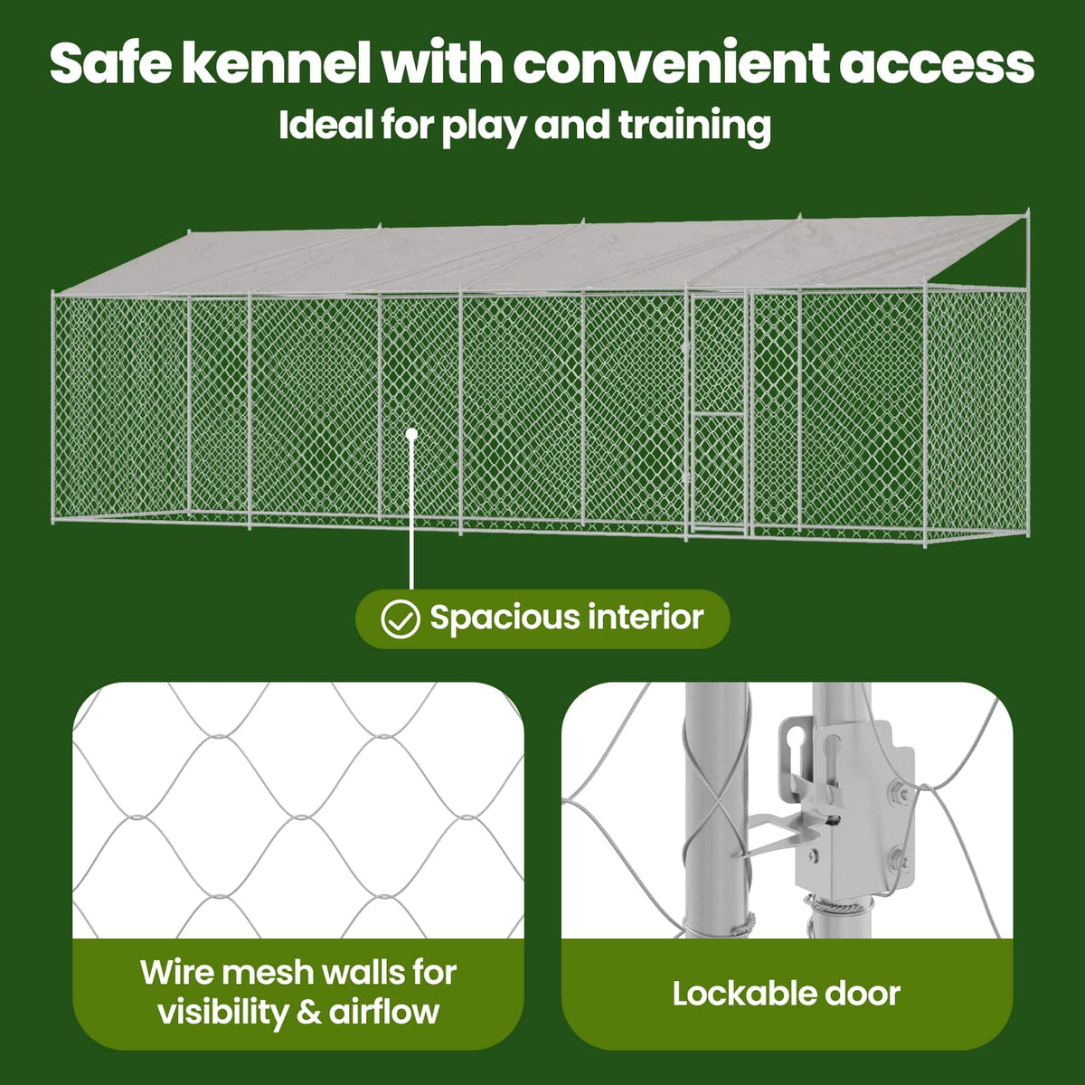 Dog Cage with Roof Silver 800 x 200 x 256 cm Steel and PE