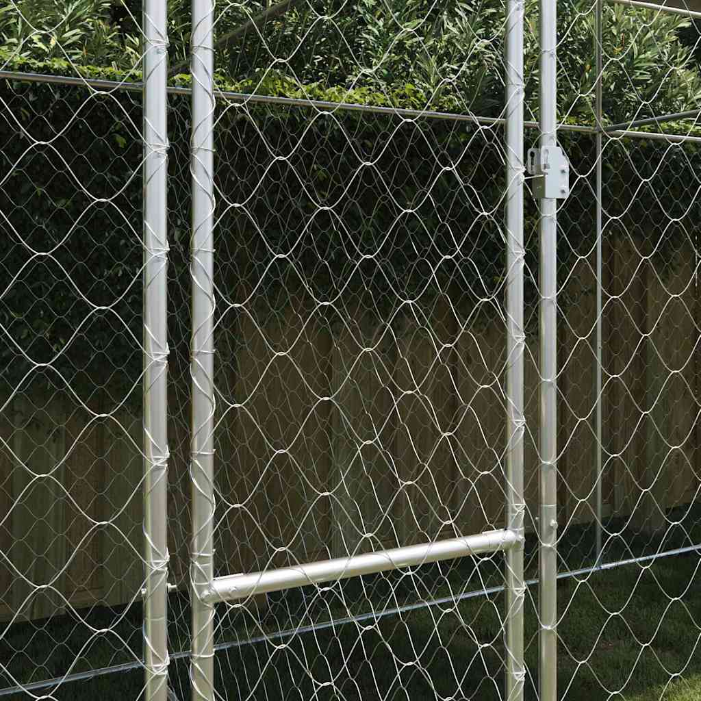 Dog Cage with Roof Silver 600 x 200 x 256 cm Steel and PE