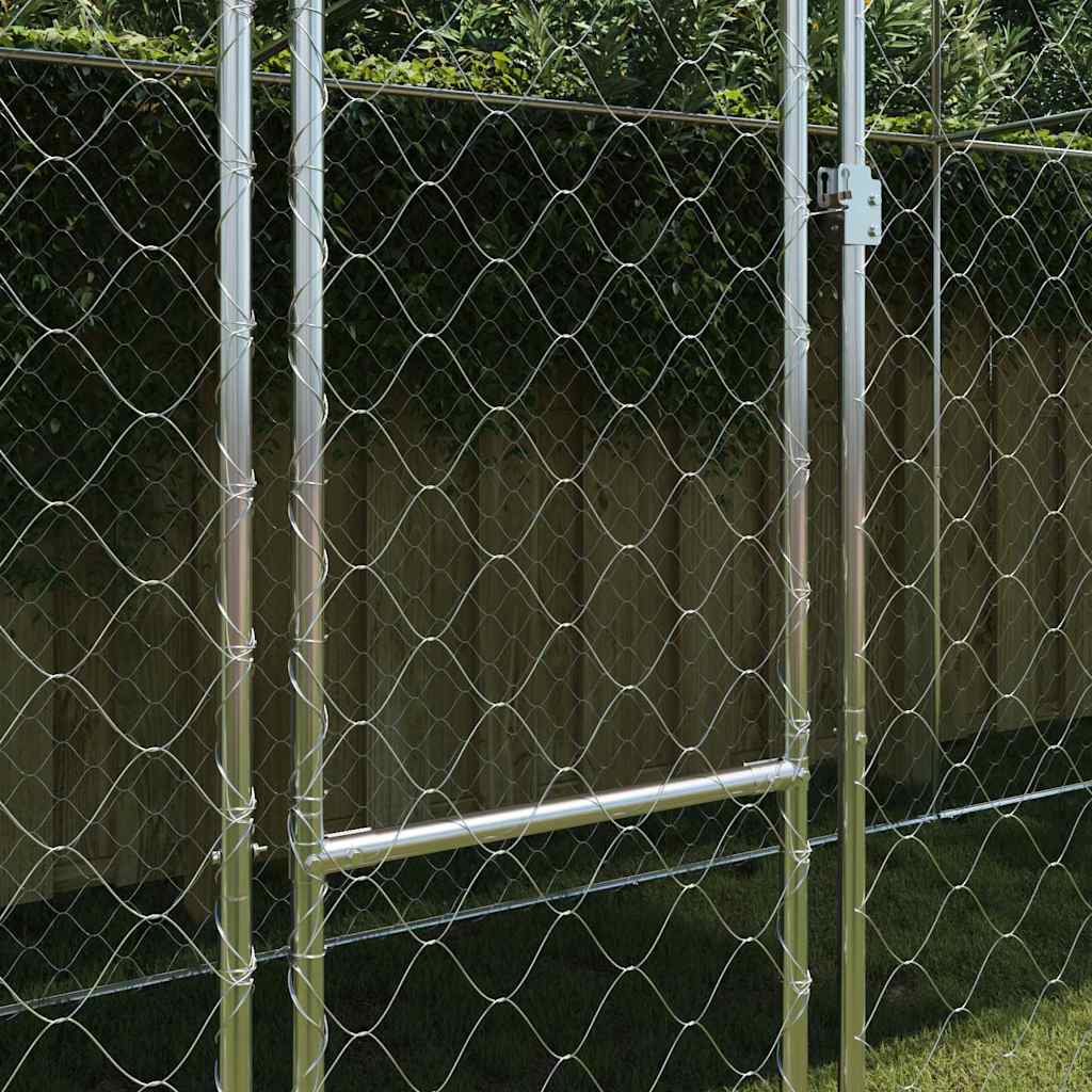 Dog Cage with Roof Silver 800 x 200 x 256 cm Steel and PE