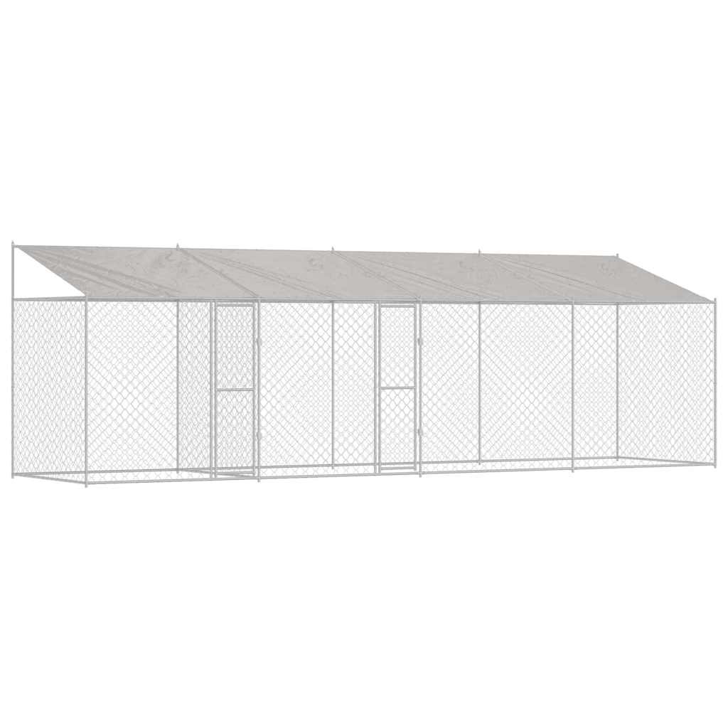 Dog Cage with Roof Silver 800 x 200 x 256 cm Steel and PE