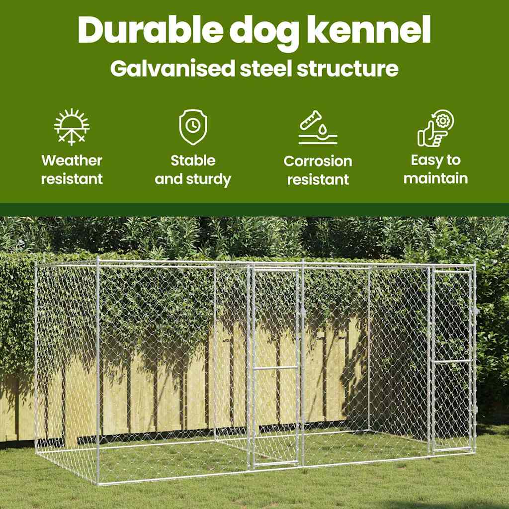 Dog Cage Silver 400 x 200 x 200 cm Galvanised Steel