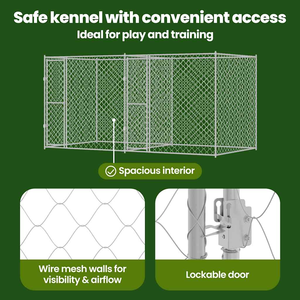 Dog Cage Silver 400 x 200 x 200 cm Galvanised Steel