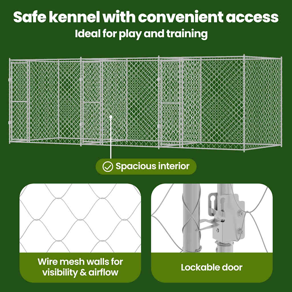 Dog Cage Silver 600 x 200 x 200 cm Galvanised Steel