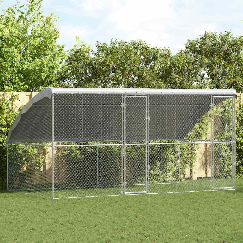 Chicken Cage 2 pcs Silver 400 x 200 x 200 cm Galvanised Steel