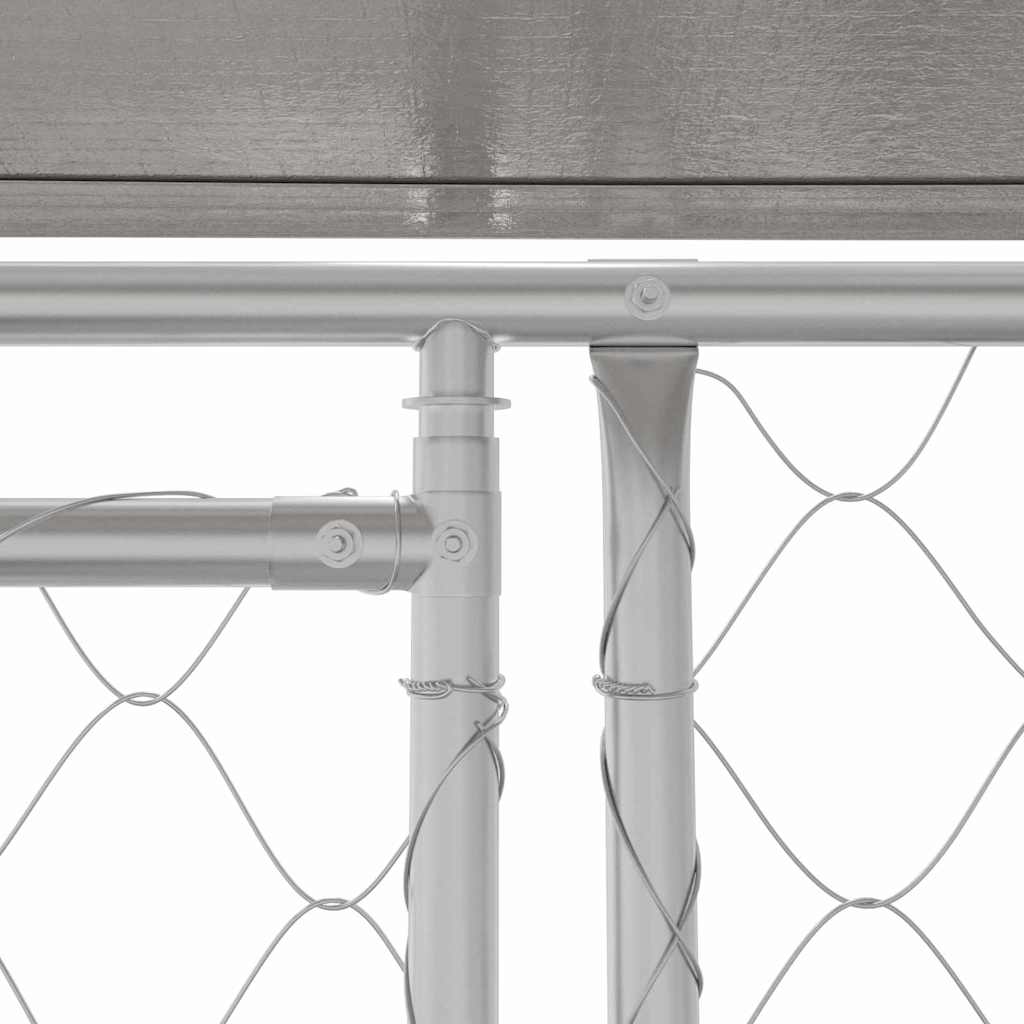 Dog Cage with Roof Silver 200 x 200 x 258 cm Steel and PE