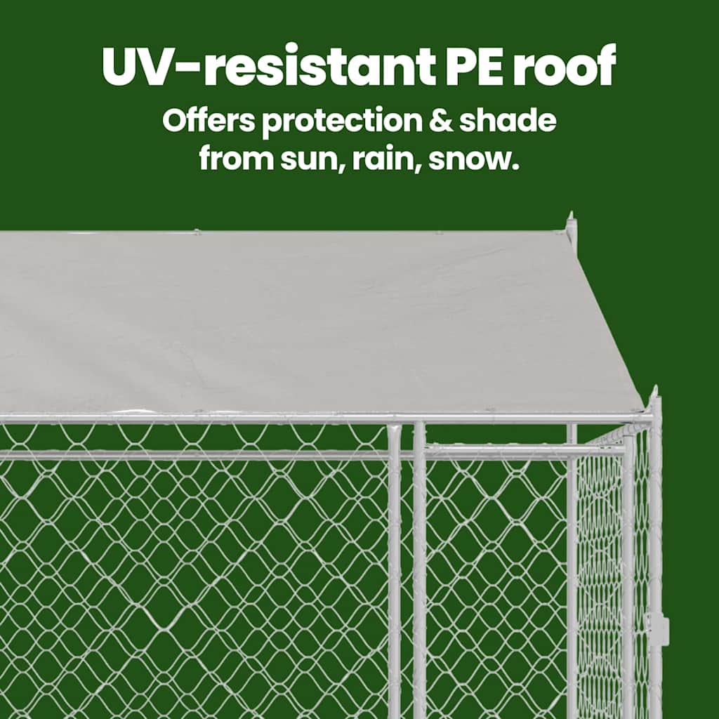 Dog Cage with Roof Silver 200 x 200 x 258 cm Steel and PE