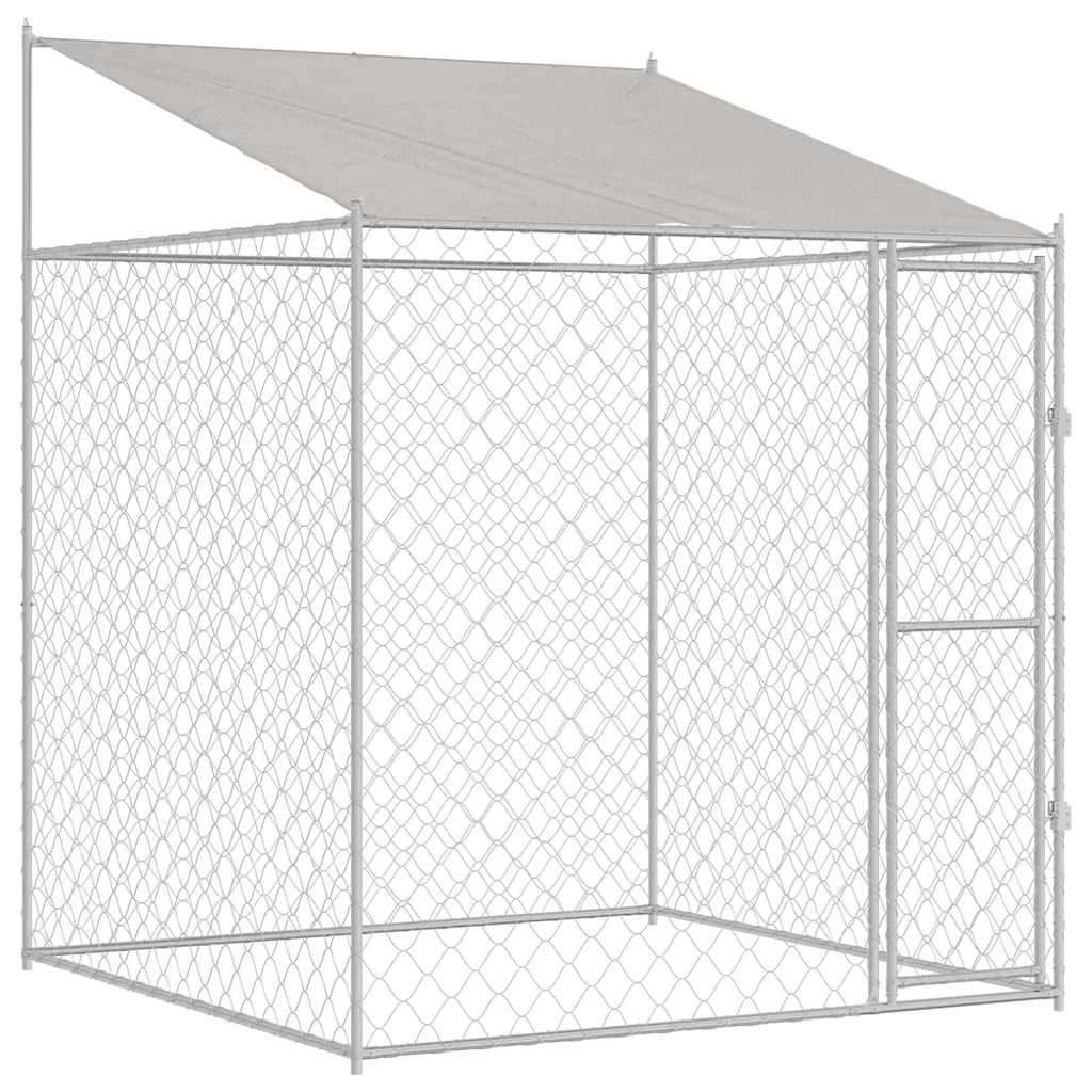 Dog Cage with Roof Silver 200 x 200 x 258 cm Steel and PE