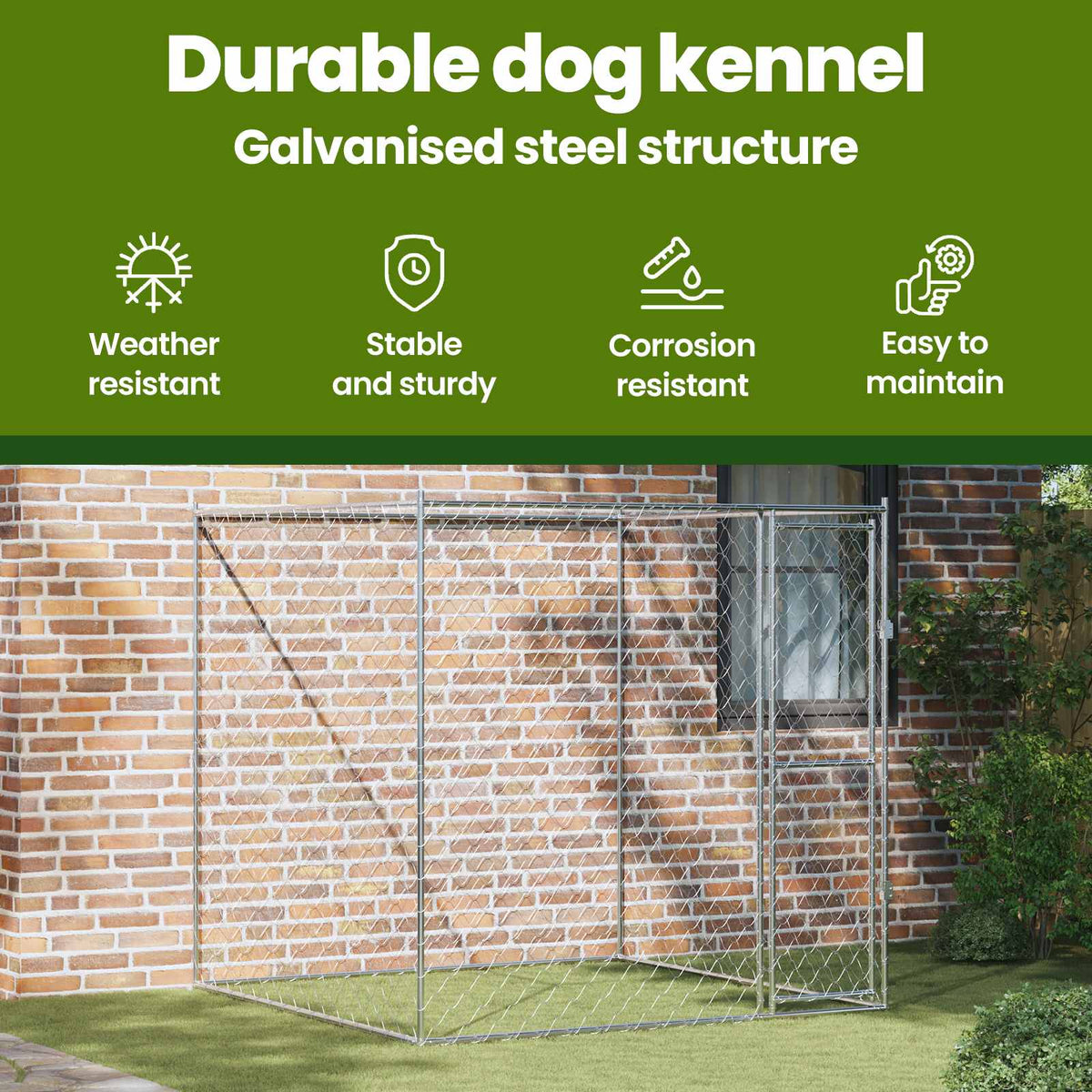 Dog Cage Silver 200 x 200 x 200 cm Galvanised Steel