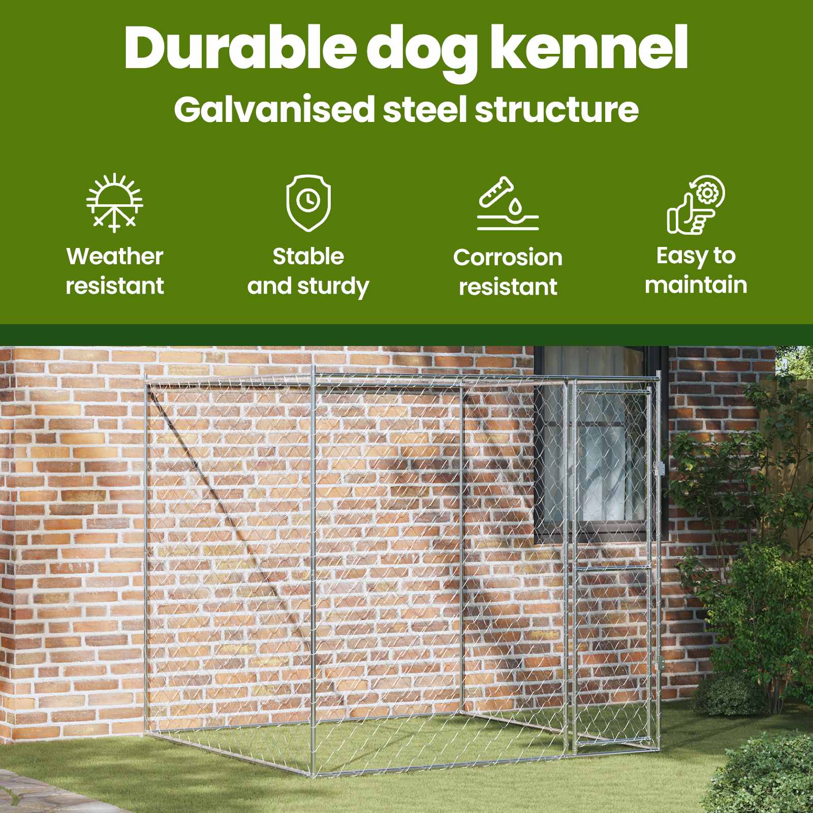 Dog Cage Silver 200 x 200 x 200 cm Galvanised Steel