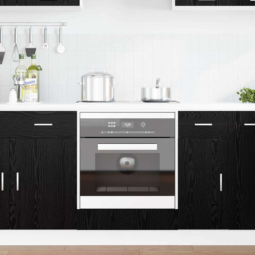 Oven cabinet Black oak 60 x 46 x 81.5 cm Engineered wood