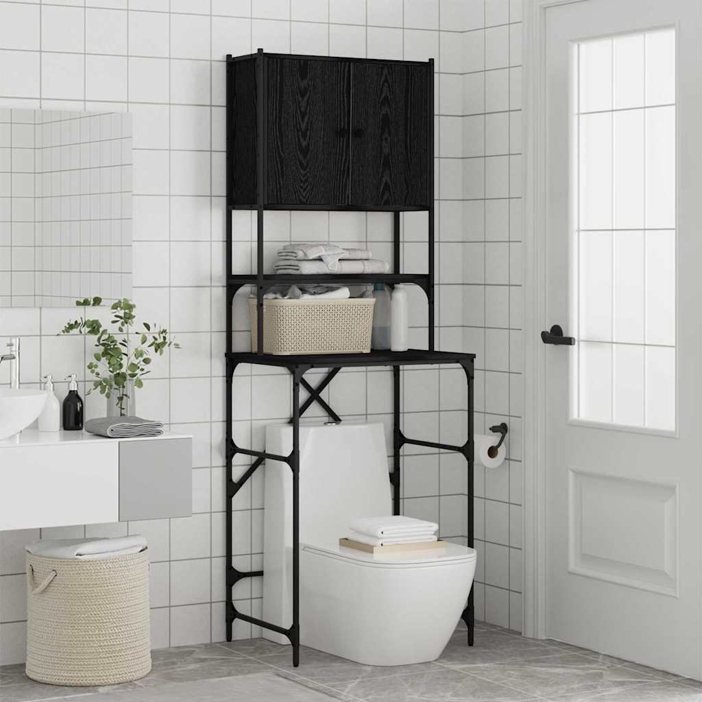 Washing Machine Cabinet Black 0ak 68 x 48,5 x 194 cm