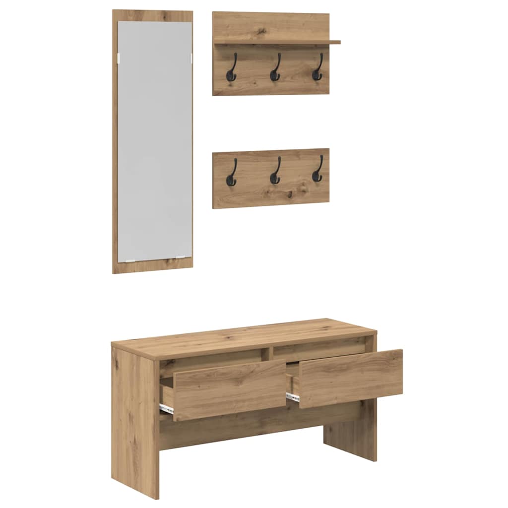 Hallway Furniture Set 4 pcs Artisian Oak Engineered Wood