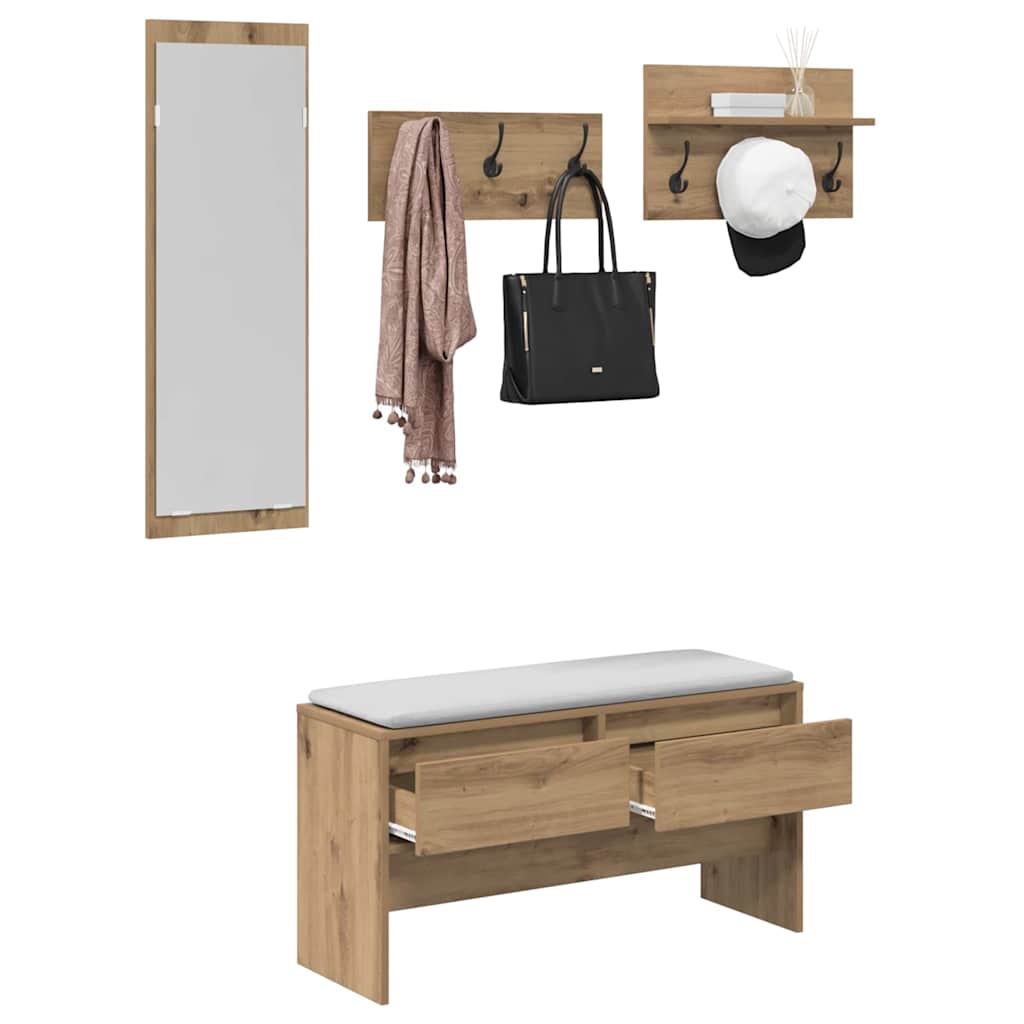 Hallway Furniture Set 4 pcs Artisian Oak Engineered Wood