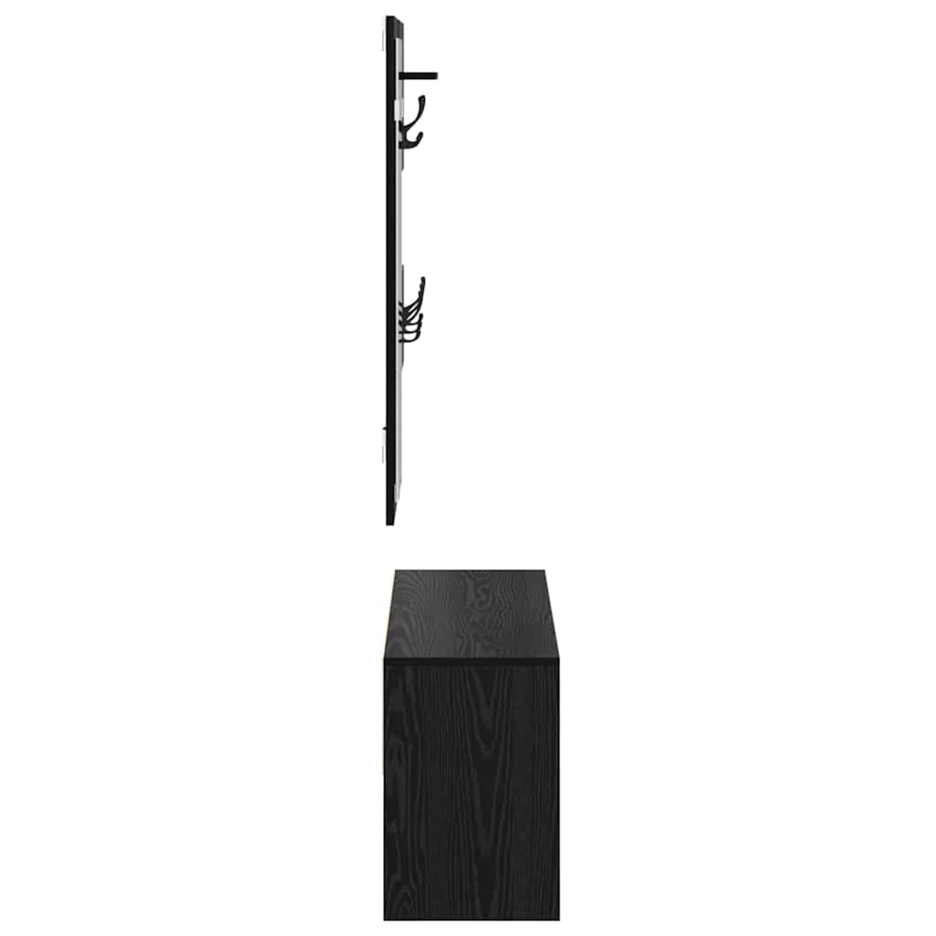 Hallway Furniture Set 4 pcs Black Oak Engineered Wood