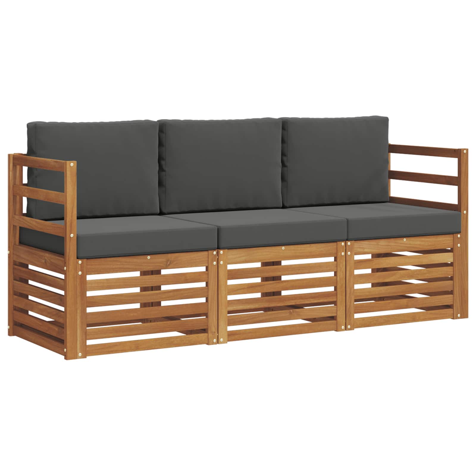 Sofa Sets 3 pcs Natural and Anthracite Solid Acacia Wood