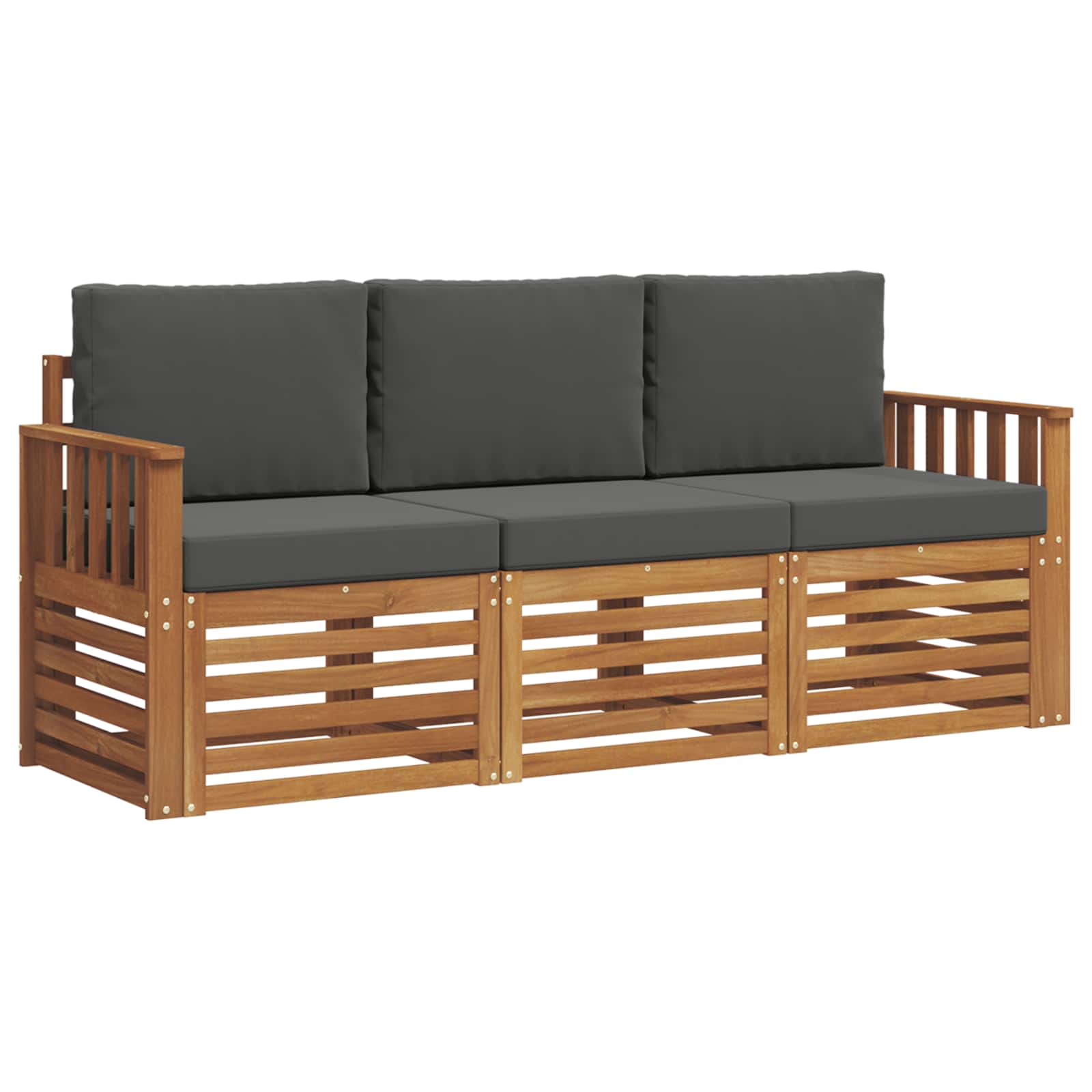 Sofa Sets 3 pcs Natural and Anthracite Solid Acacia Wood