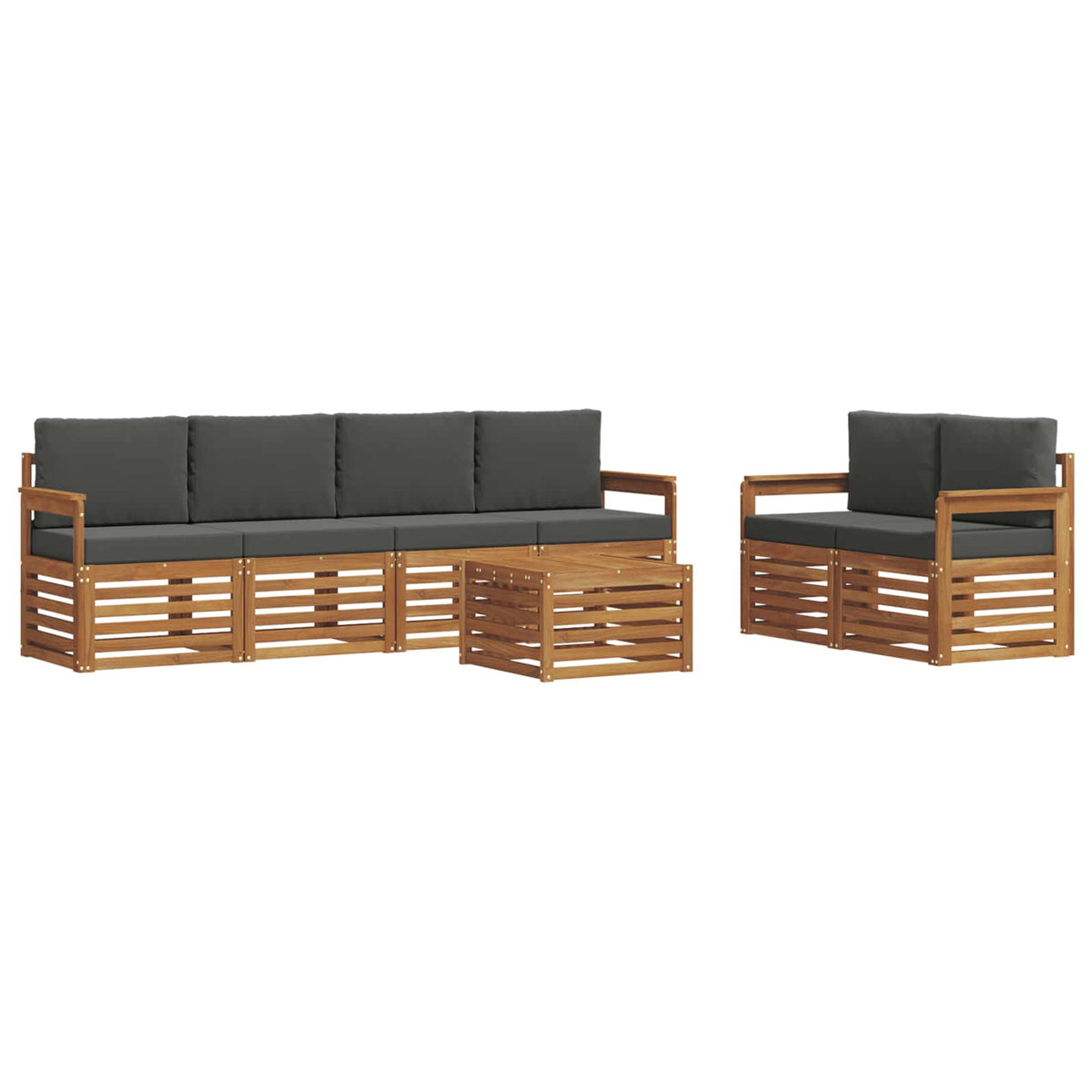 Outdoor Sofa Set 7 pcs Natural and Anthracite Solid Acacia Wood